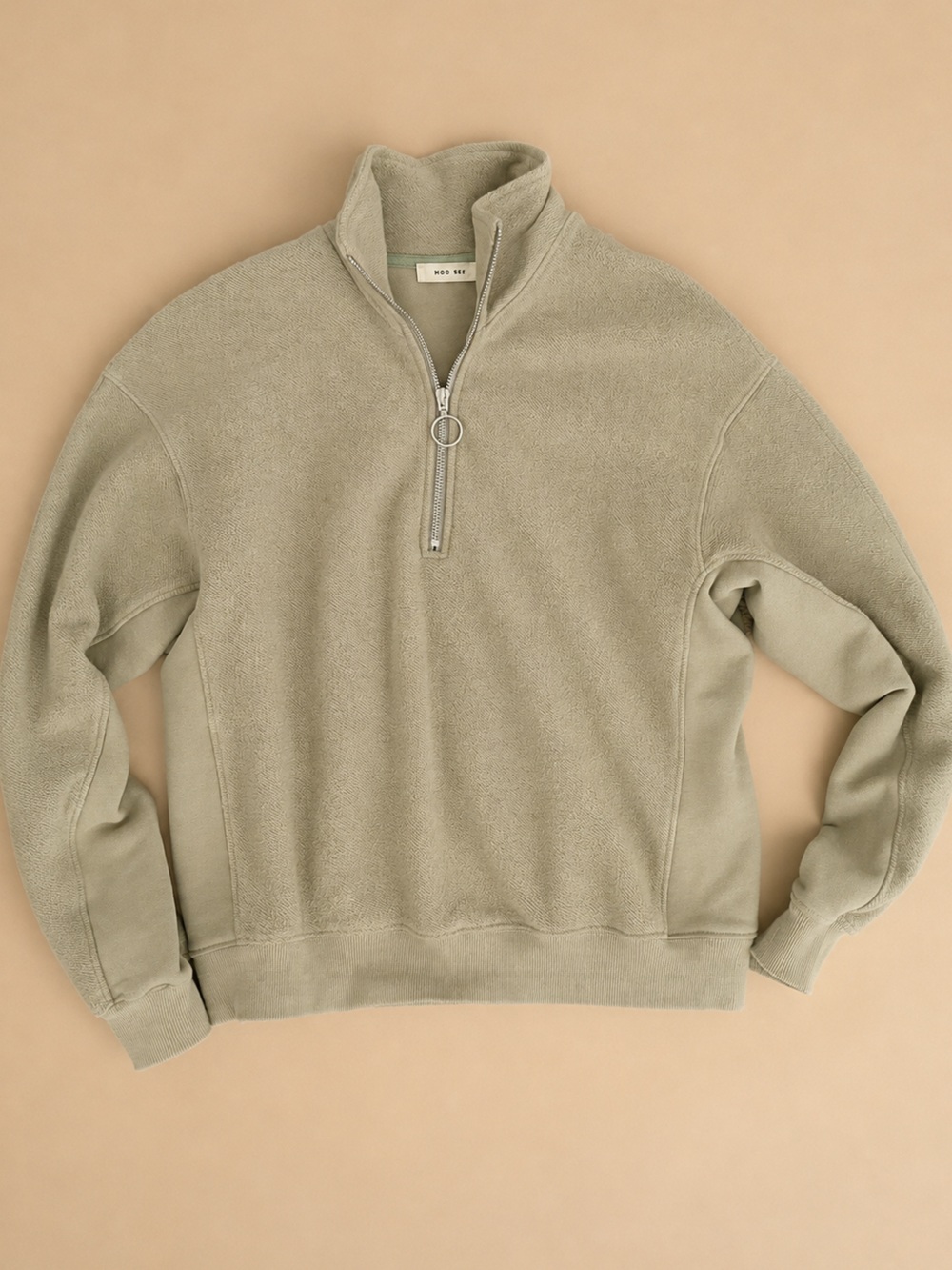 Mod Ref Olive Green Oversized Half Zip Pullover Sweatshirt S